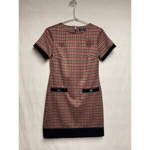 Tommy Hilfiger Short Sleeve Plaid Hounds Tooth Women's Shift Dress - SZ 2